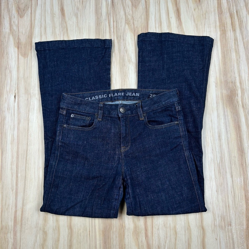 J Crew Jeans Womens 28 Blue Classic Flared Leg Denim Cotton Dark Wash Stretch
